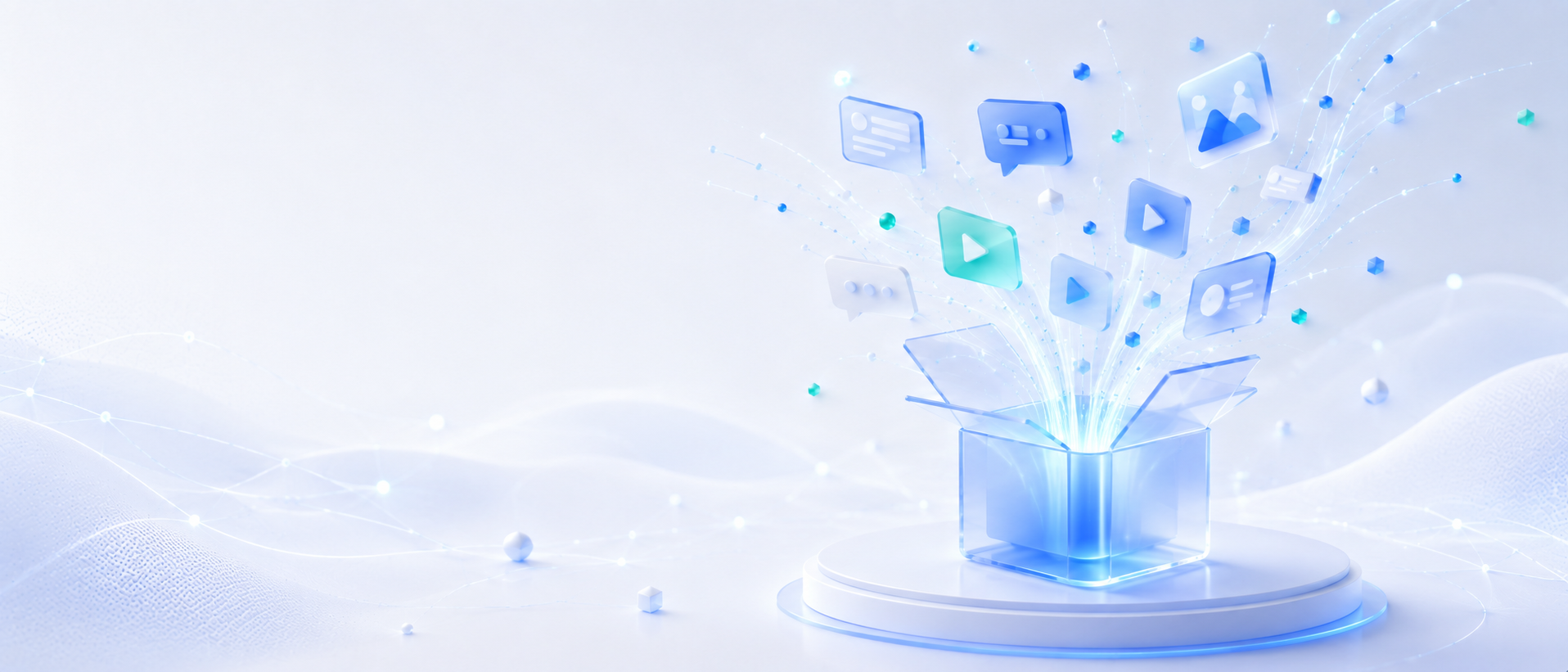 Open box releasing social content assets, symbolising useful free scheduling tools